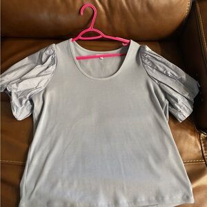 Maurices Blueish Gray Puff Sleeve Blouse